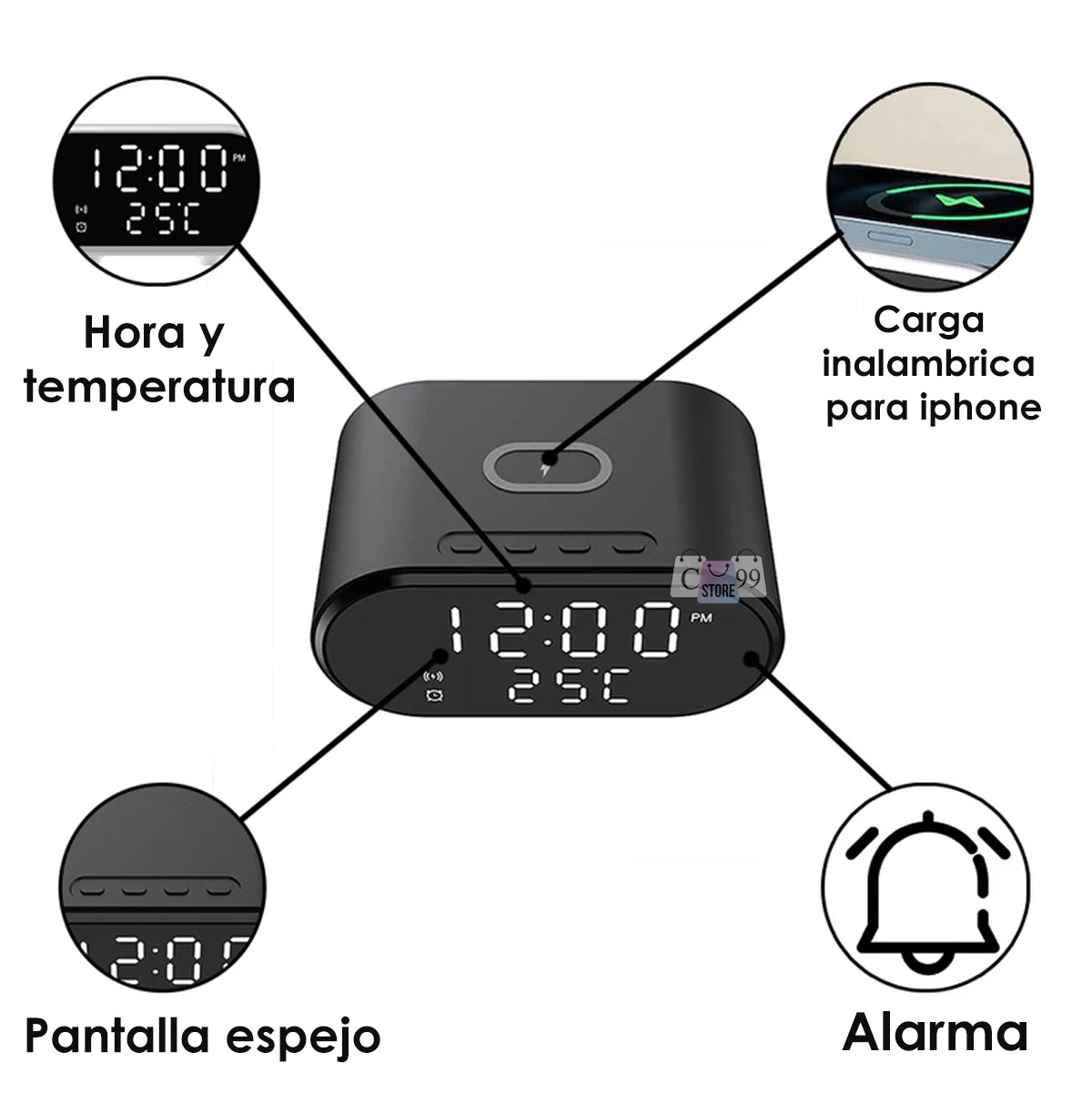 Miniatura 4 de Reloj Despertador Cargador Inalámbrico